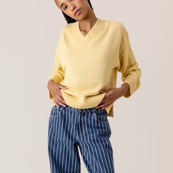 Lewis and Melly Yellow V-Neck Sweater - Picture 1 of 3